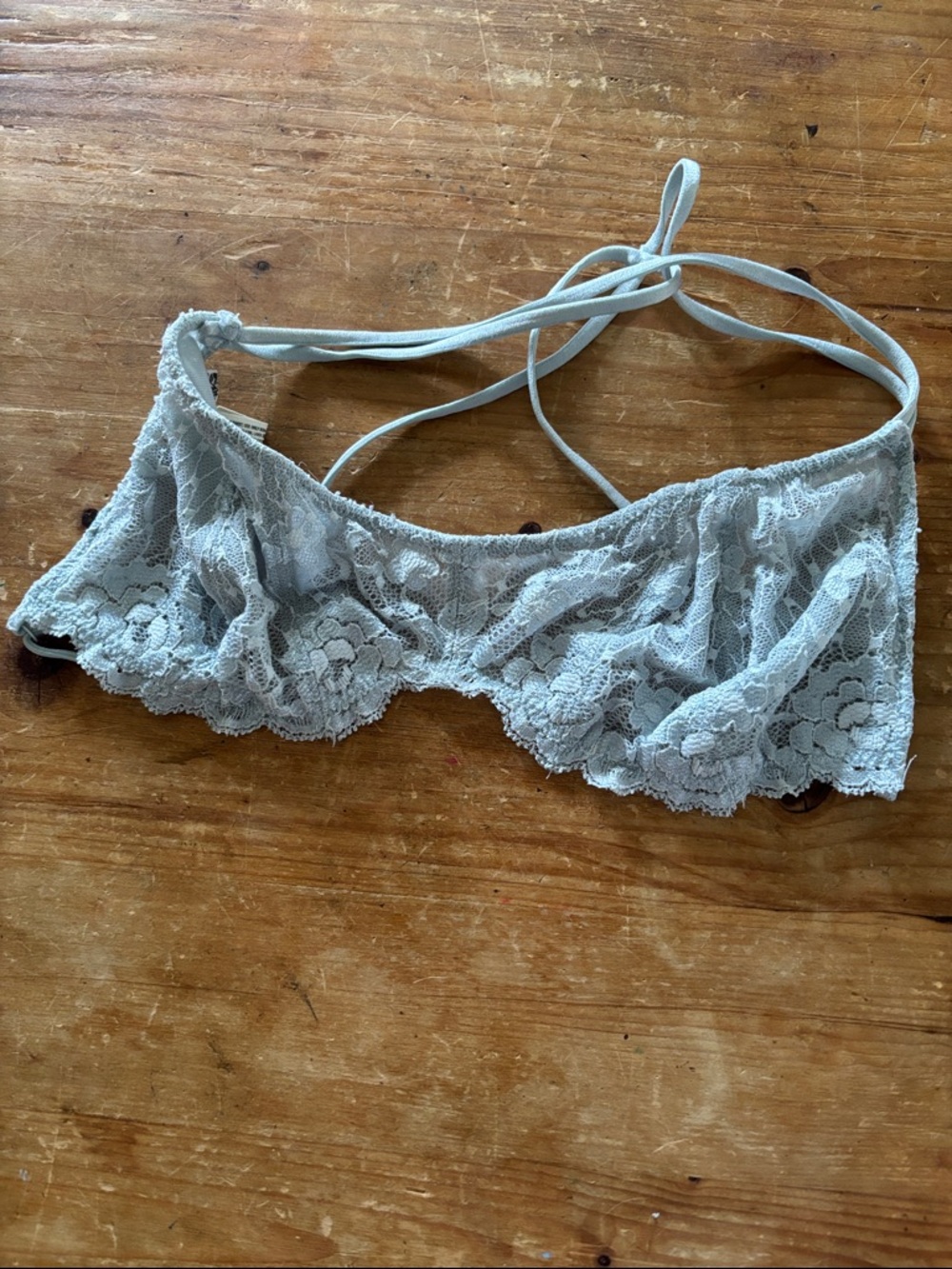 Free People Lace Bandeau Bralette in Light Gray-White